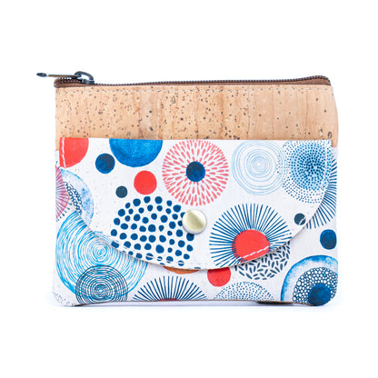 Compact Cork Coin Purse with Snap Pocket with Key Ring BAG-2355