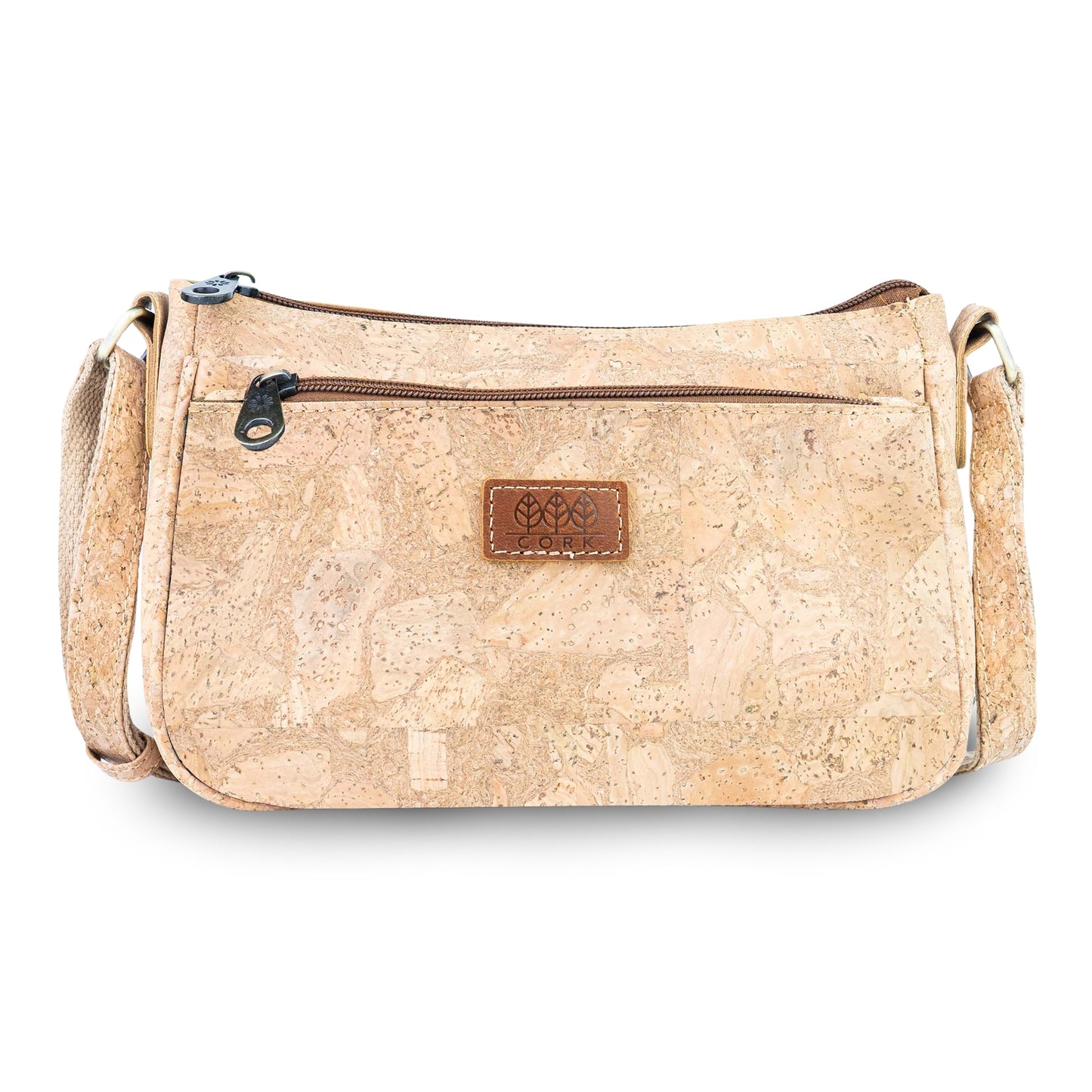 Cork Crossbody Bag with Front Zip Pocket – Adjustable Strap BAGD-653