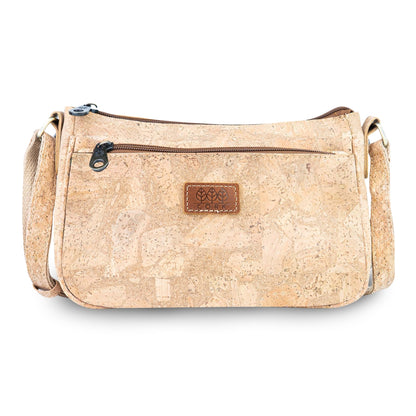 Cork Crossbody Bag with Front Zip Pocket – Adjustable Strap BAGD-653