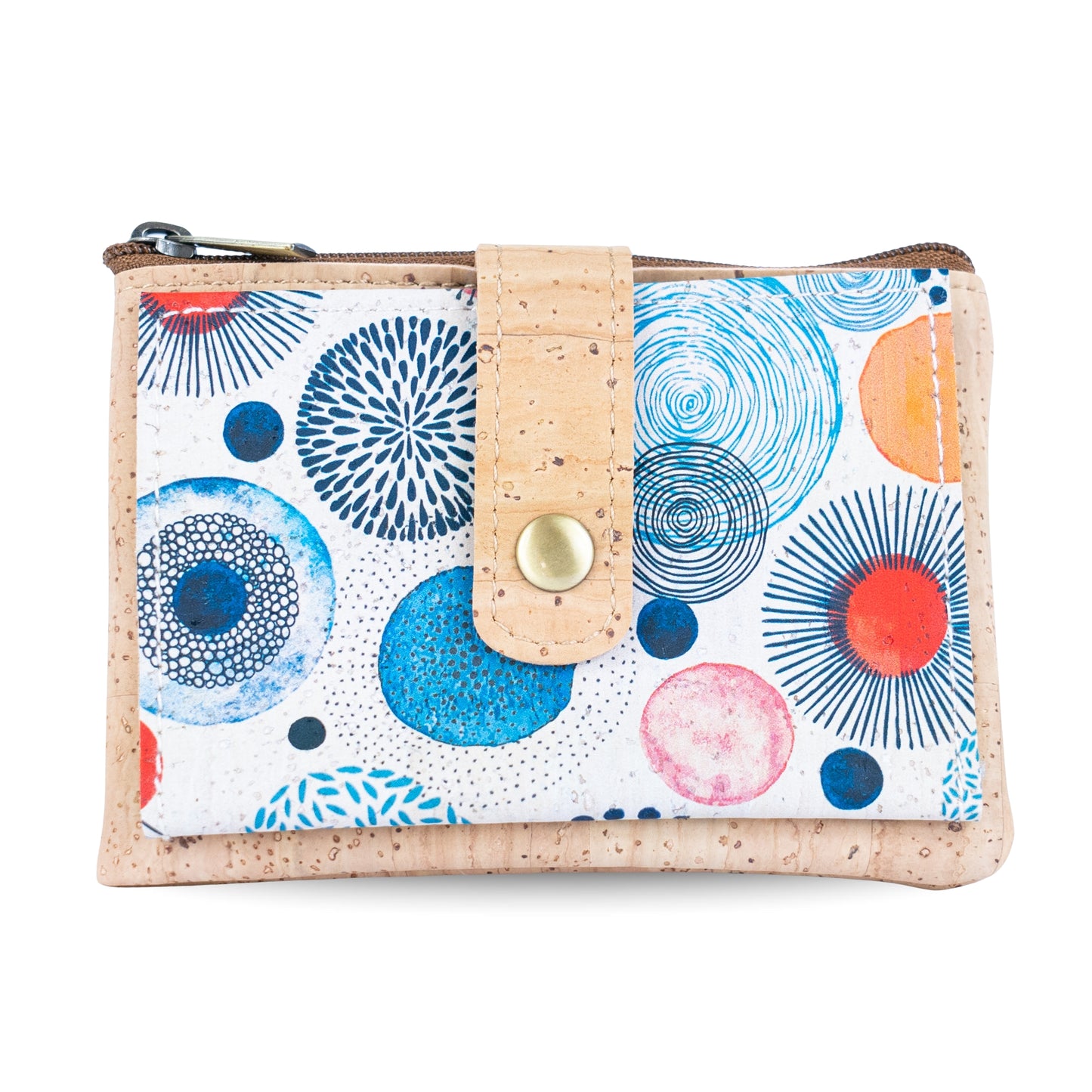 Compact Cork Card & Coin Wallet – Minimalist Zip Pouch with Snap Closure BAG-2357