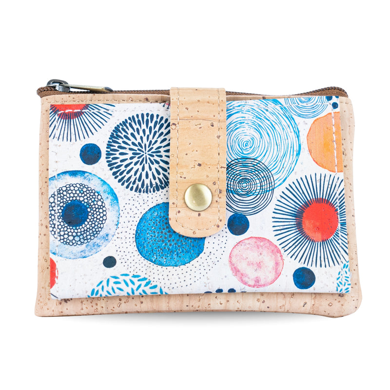 Compact Cork Card & Coin Wallet – Minimalist Zip Pouch with Snap Closure BAG-2357