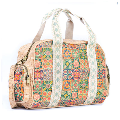 Colorful Printed Cork Handbag with Traditional Motif Design BAGD-543