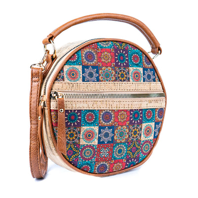 Printed Cork Round Crossbody Bag for Women  BAGD-584