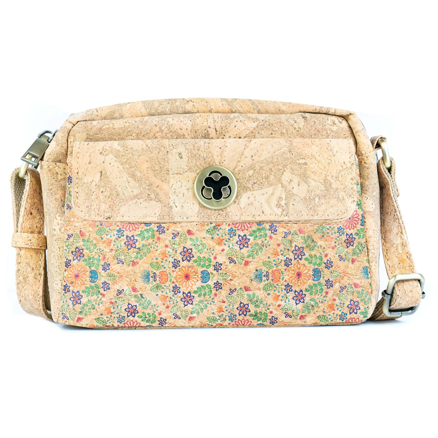Cork Crossbody Bag Flap, Twist Lock & Dual Compartment BAGD-632