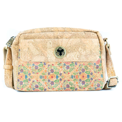Cork Crossbody Bag Flap, Twist Lock & Dual Compartment BAGD-632