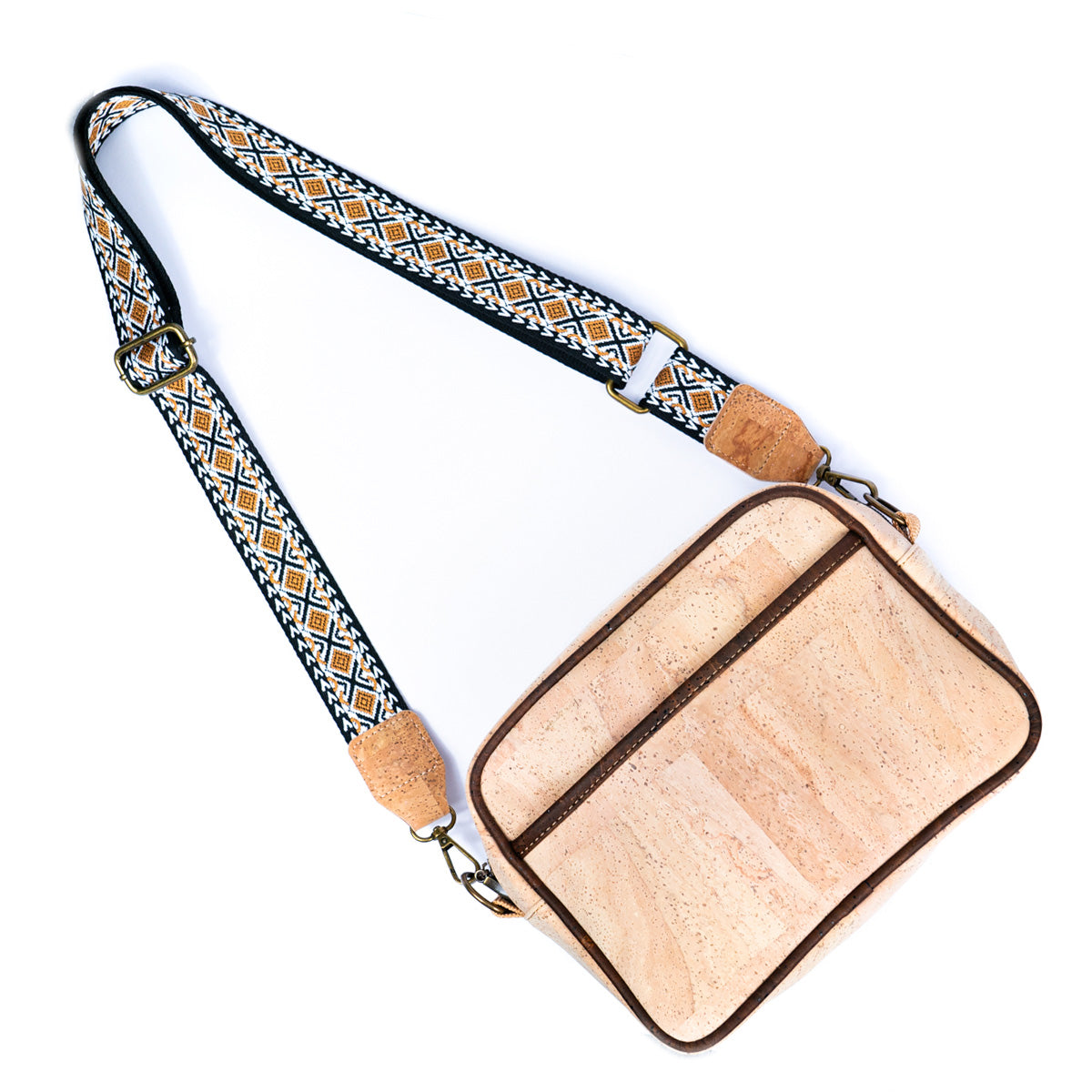 Ladies' Natural Cork Crossbody Bag with Wide Shoulder Strap BAGP-164