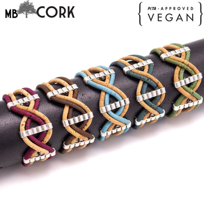5units Natural Cork  Handmade Women Bracelet  BR-488-MIX-5