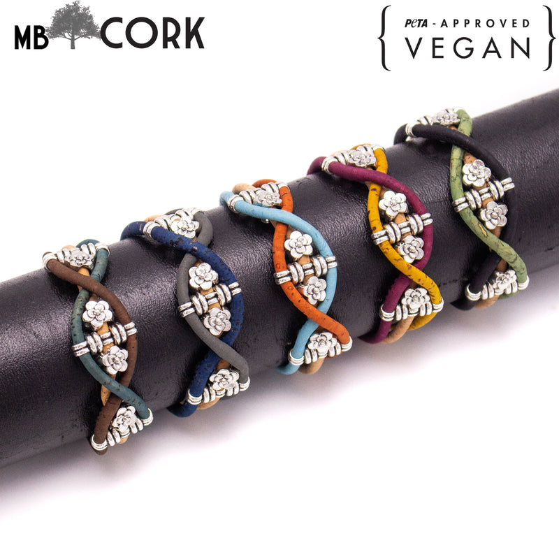 5units Natural Cork  Handmade Women Bracelet  BR-487-MIX-5