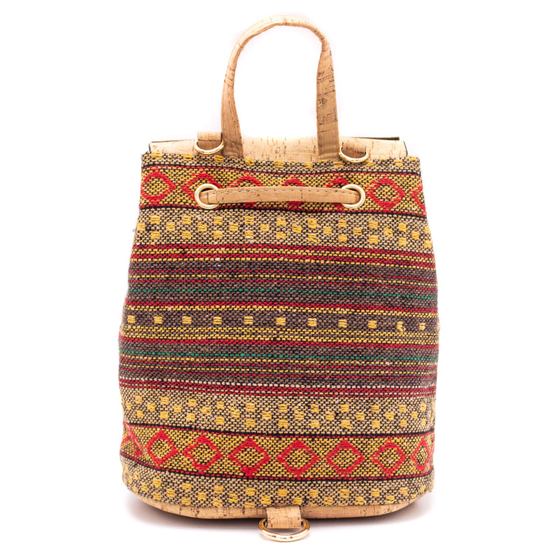 Cork laser cut Square Colorful Textile backpack OY-002