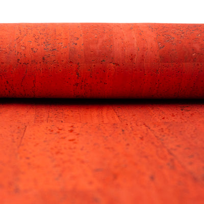 Premium Solid Tangerine Red Cork Fabric COF-129