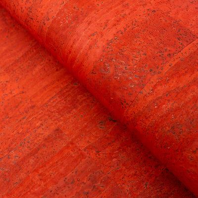 Premium Solid Tangerine Red Cork Fabric COF-129