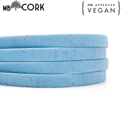 Sky Blue 10mm flat cork cord COR-438-B(10meters)