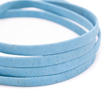 Sky Blue 10mm flat cork cord COR-438-B(10meters)