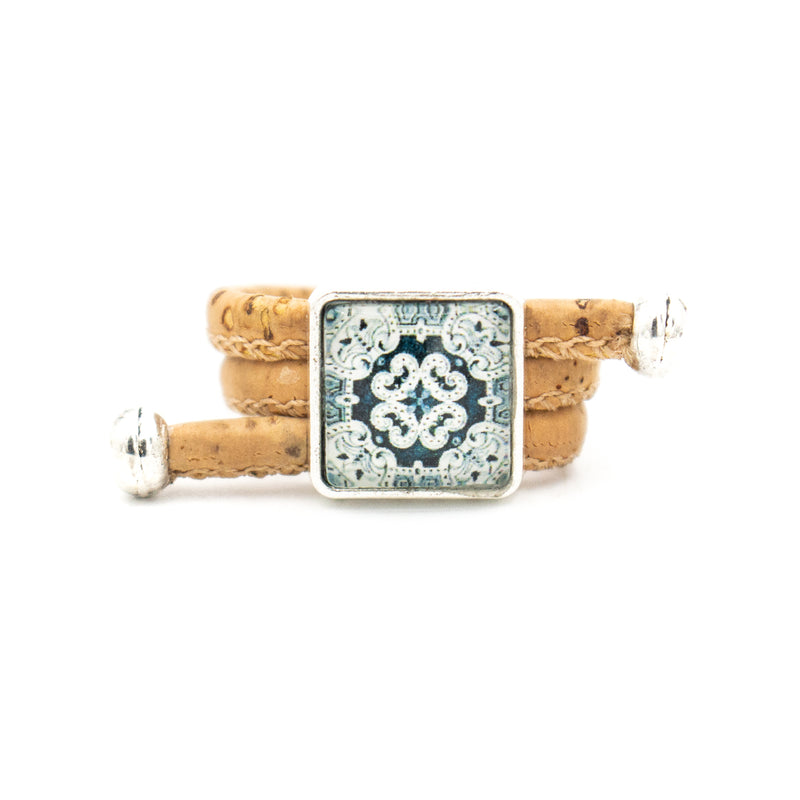 Portuguese Azulejo charm Cork jewelry set SET-076