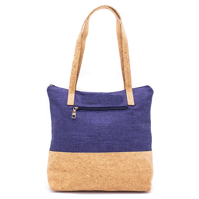 Blue Textile With Cork Women's Tote Bag BAG-623-D