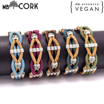 Natural Cork and Accessories Handmade Women's cork Bracelet BR-095-MIX-5