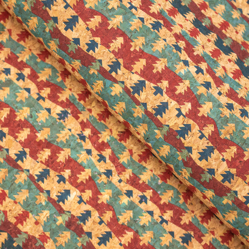 Natural cork Christmas Fabric Collection Christmas tree pattern COF-331
