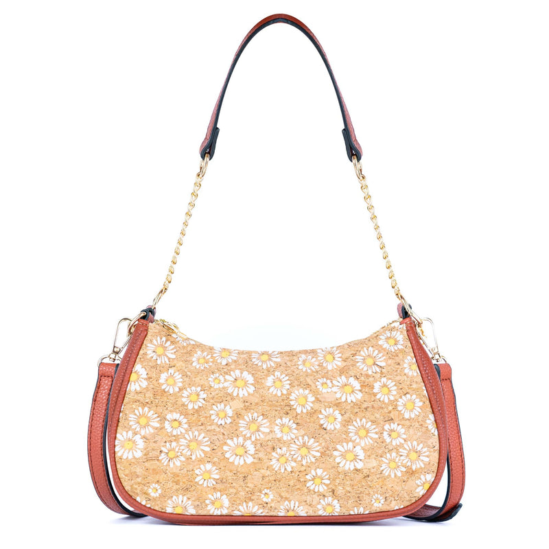 Bohemian Chic Printed Cork & Brown PU Leather Crossbody Bag BAG-2336-FGHI