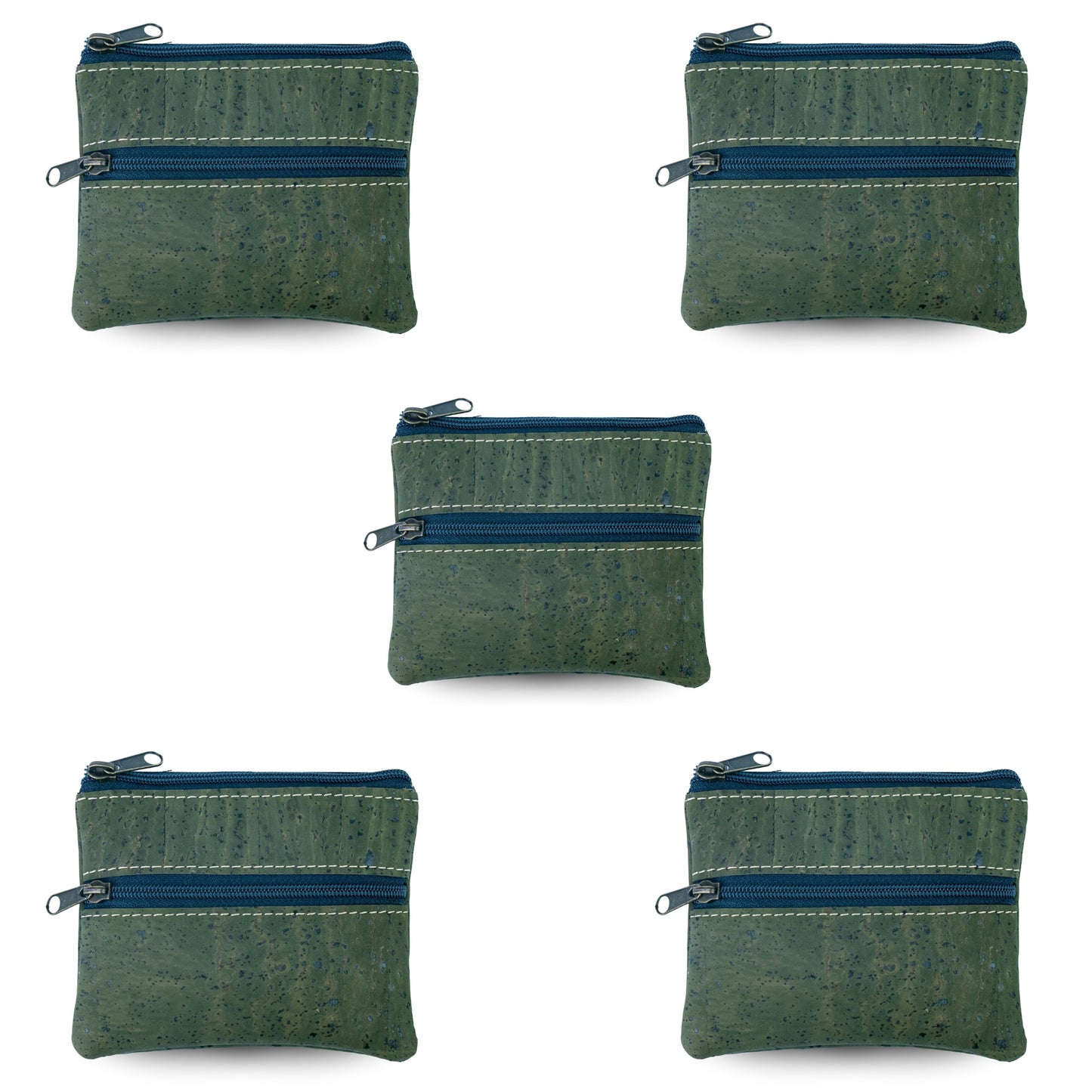 5pcs | Natural Cork Double-Zip Coin Purs BAGP-382