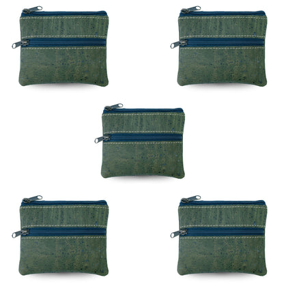 5pcs | Natural Cork Double-Zip Coin Purs BAGP-382