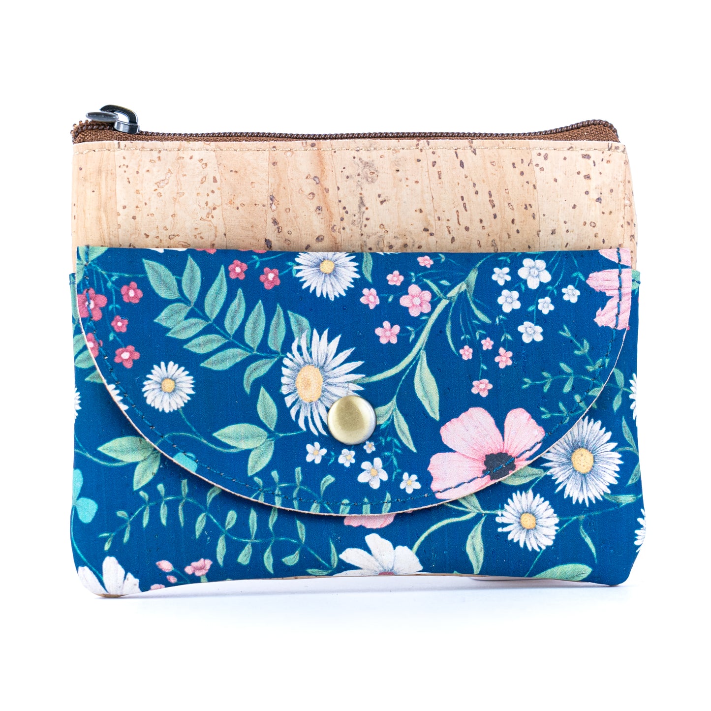 Compact Cork Coin Purse with Snap Pocket with Key Ring BAG-2355