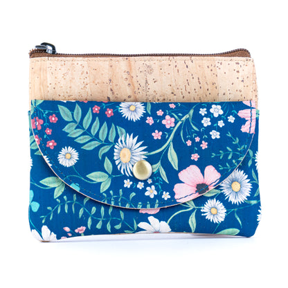 Compact Cork Coin Purse with Snap Pocket with Key Ring BAG-2355