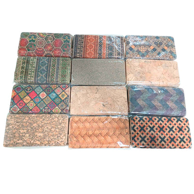 Natural cork with flower pattern zipper women wallet BAGD-589（12units）