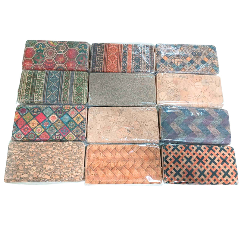 Natural cork with flower pattern zipper women wallet BAGD-589（12units）