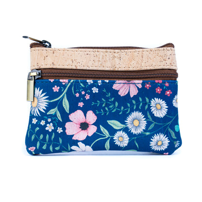 Triple Zipper Cork Coin Purse – Slim & Stylish Women's Wallet BAG-2356