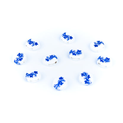 10 Pcs for 10mm flat leather, Flat Ceramic Slider Bead for 10mm Cork Cord    D-5-5-272