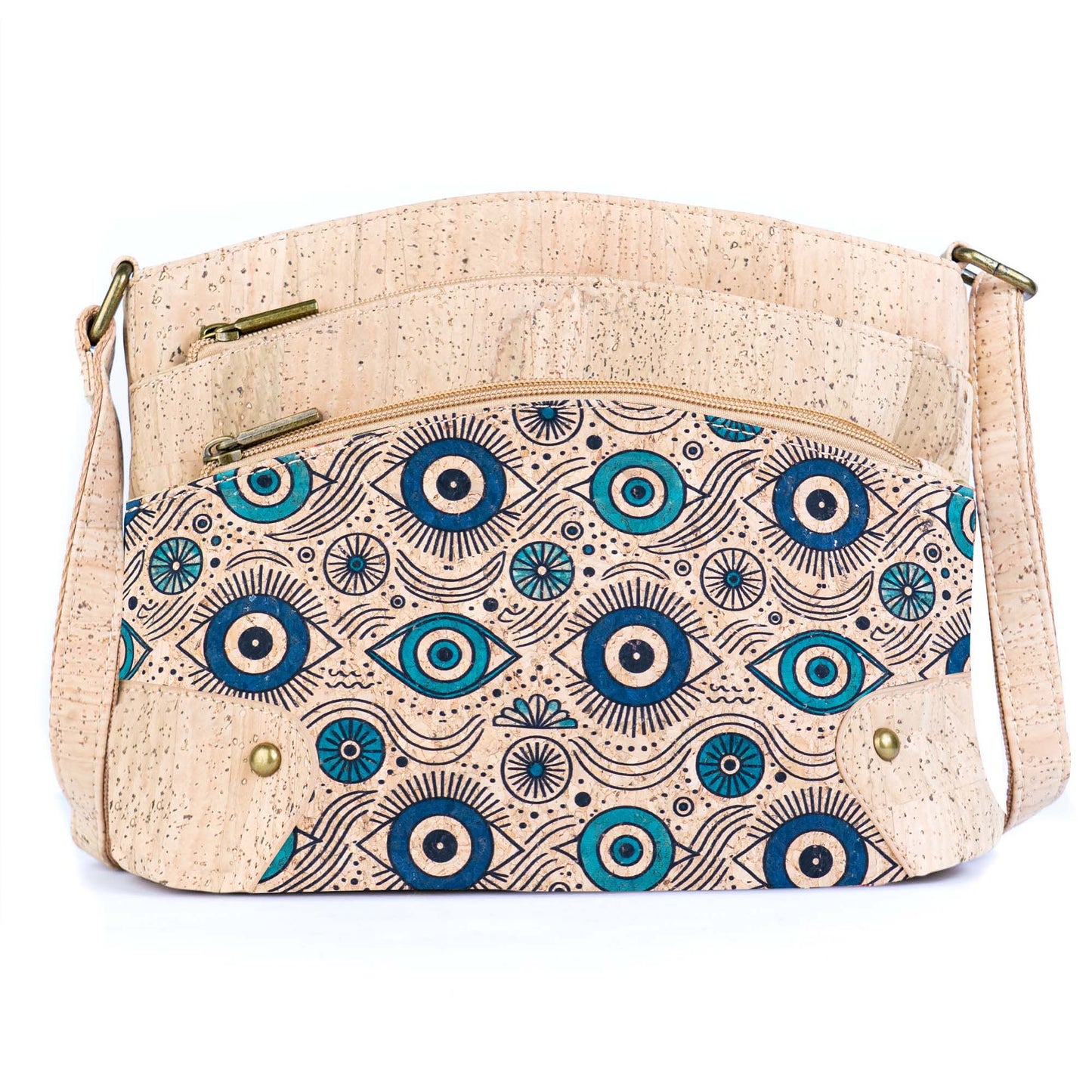 Multi-Pocket Cork Crossbody Bag with Adjustable Shoulder Strap BAG-2394