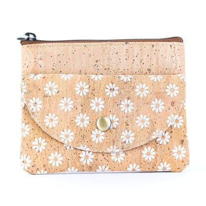 Compact Cork Coin Purse with Snap Pocket with Key Ring BAG-2355