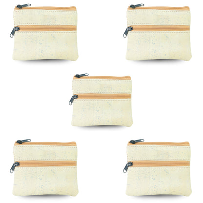 5pcs | Natural Cork Double-Zip Coin Purs BAGP-382
