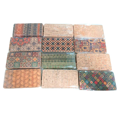 Natural cork with flower pattern zipper women wallet BAGD-589（12units）
