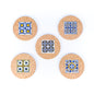 (5units)Vintage Cork and Ceramic Tile Coaster Cup Pad L-069
