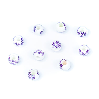 10pcs about 3mm round leather printed ceramic beads jewelry supplies jewelry finding D-5-3-200