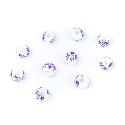 10pcs about 3mm round leather printed ceramic beads jewelry supplies jewelry finding D-5-3-200