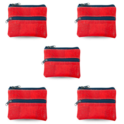 5pcs | Natural Cork Double-Zip Coin Purs BAGP-382