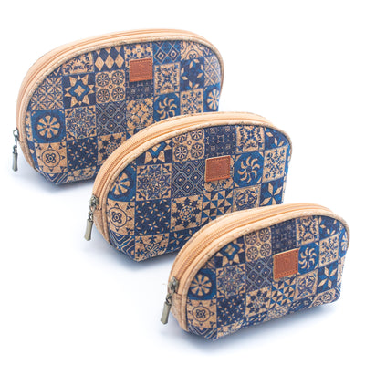 Luxury Women's 3-Piece Cork Cosmetic Bag Set BAGD-329