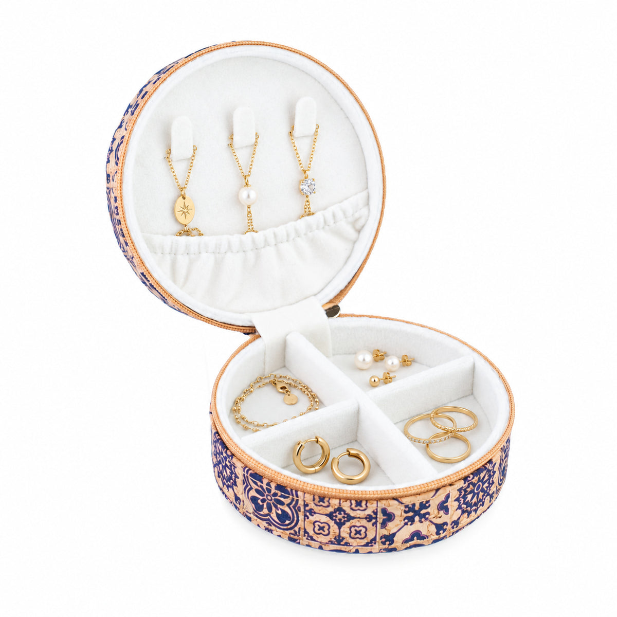 Round Tile Cork Jewelry Box L-1226