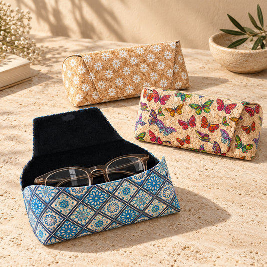Printed Cork Glasses Cases – Magnetic Closure, Pack of 10 | L-1228-MIX-10