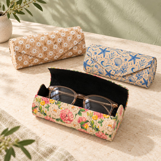 Printed Cork Glasses Cases – Magnetic Closure, Pack of 10 | L-1231-MIX-10