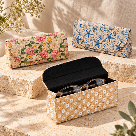 Printed Cork Glasses Cases – Magnetic Closure, Pack of 10 | L-1232-MIX-10