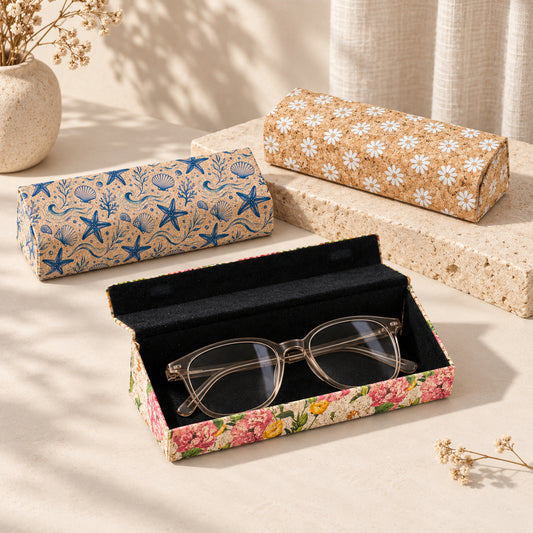 Printed Cork Glasses Cases – Magnetic Closure, Pack of 10 | L-1233-MIX-10