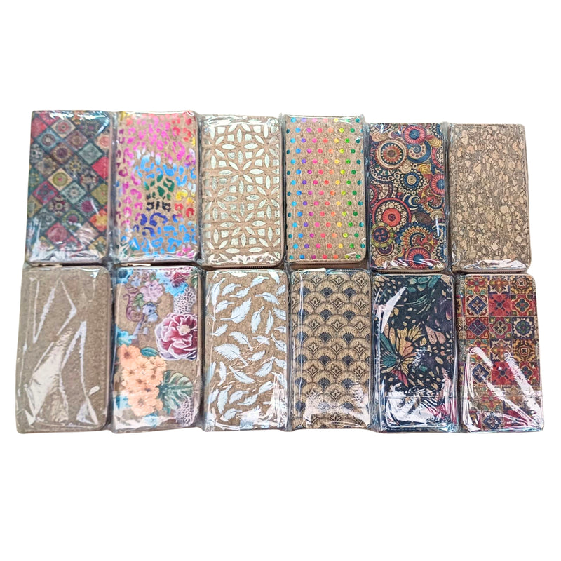Natural cork with flower pattern zipper women wallet BAGD-589（12units）