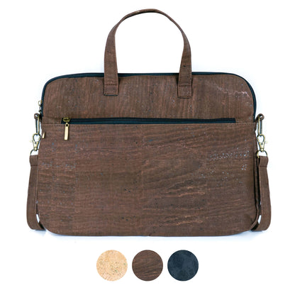 Eco-Friendly Cork Laptop Bag with Front Zip Pocket - Vegan Leather Briefcase BAGP-330