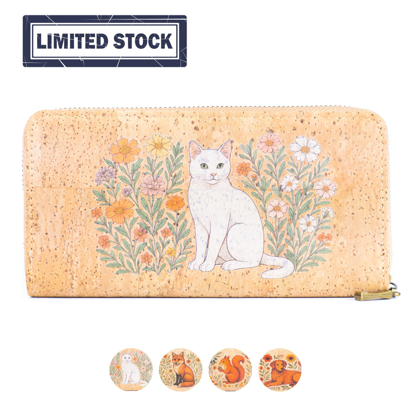 Cork Wallet with Wrist Strap – Dog, Cat, Fox & Squirrel Designs BAG-2020-ABCD