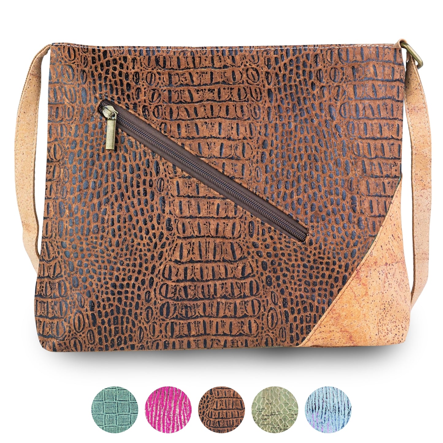 Natural Cork Textured Crossbody Bag for Women – Vegan Shoulder Handbag BAG-2406