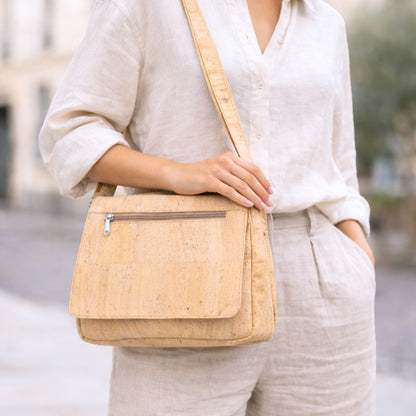 Cork Crossbody Bag - Vegan Messenger Bag BAGP-347