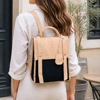 Eco-Friendly Small Cork and Canvas Backpack for Women BAG-2318